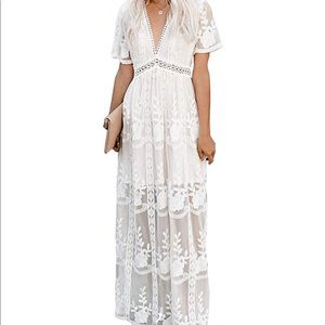 White floral maxi dress